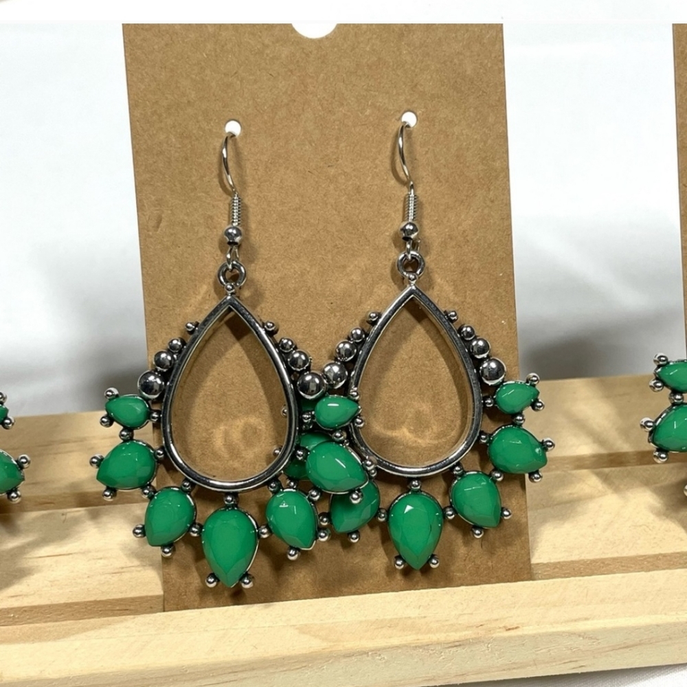 "The Enameled Princess" Multi Ocasional Green Enamel Earrings
